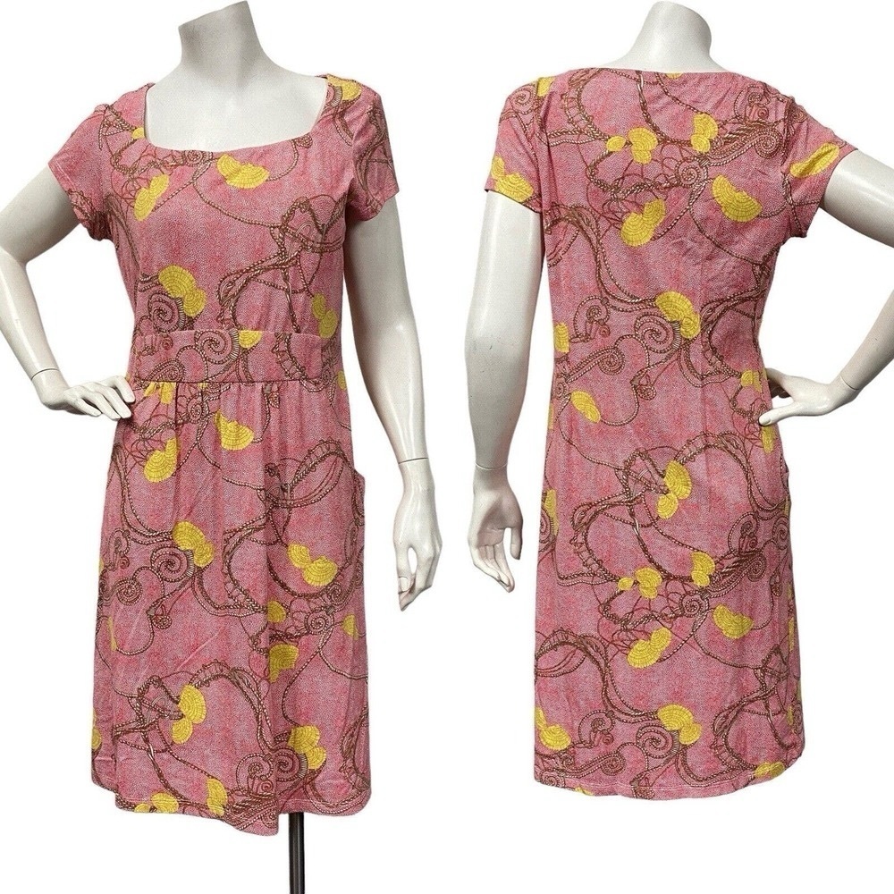 J. McLaughlin XS Seashell Rope Scroll Catalina Cloth Emma Dress Red Coastal - Picture 2 of 12